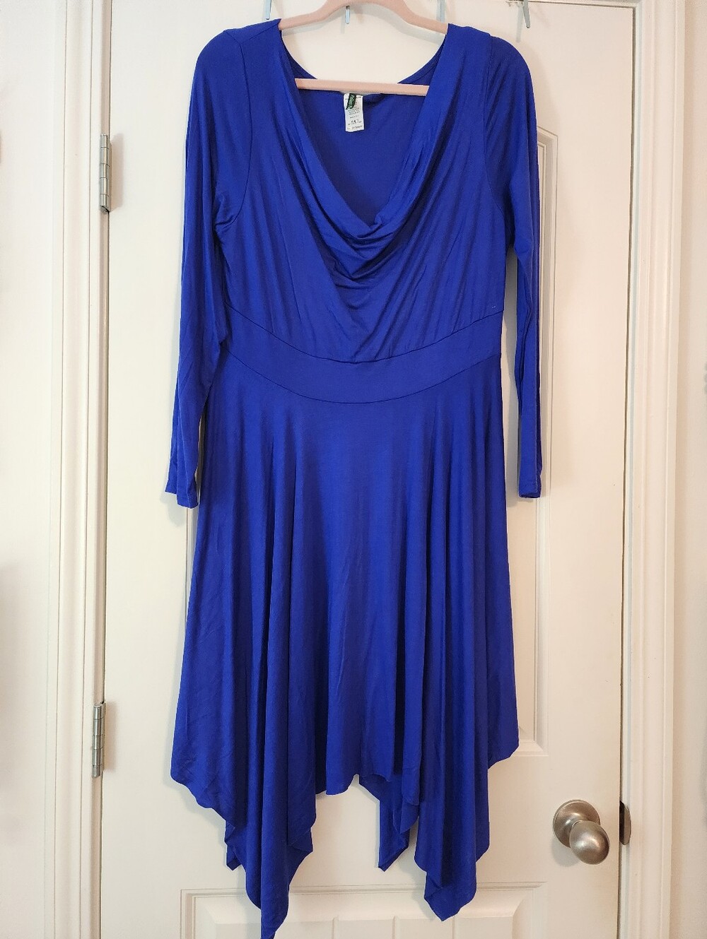 Poliana Plus Cowl Scoop Neck Dress Royal Blue Fairycore Whimsical 2X